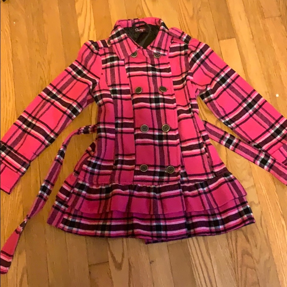 Kids Pink Plaid Coat